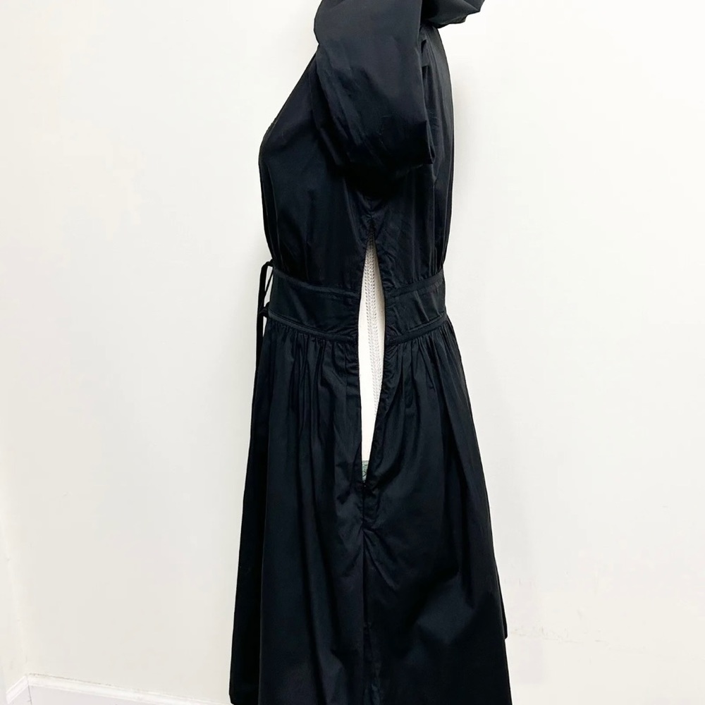 J Crew Black V Neck Long Puff Sleeve Pleated Bows Gretchen Dress 4T 4 Tall NWT - Picture 5 of 10